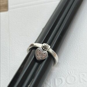 Pandora Silver Heart Charm Ring